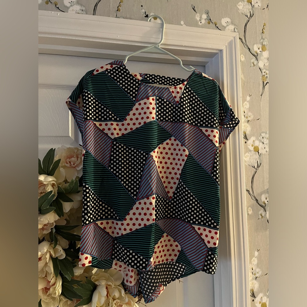 Multiple pattern blouse